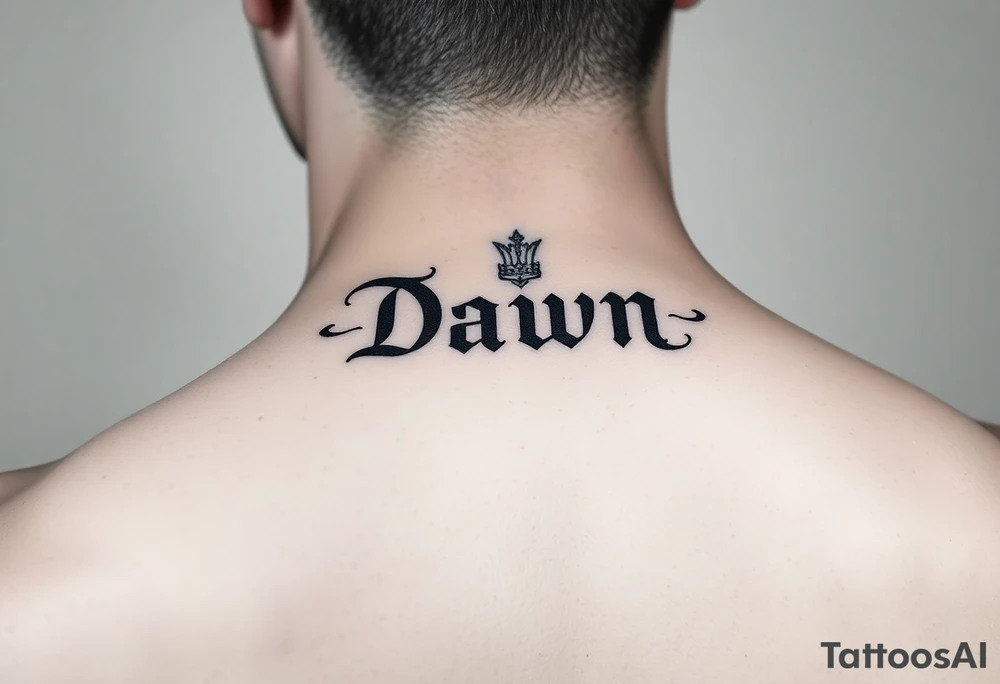 Crown name Dawn on neck tattoo idea