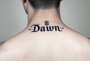 Crown name Dawn on neck tattoo idea