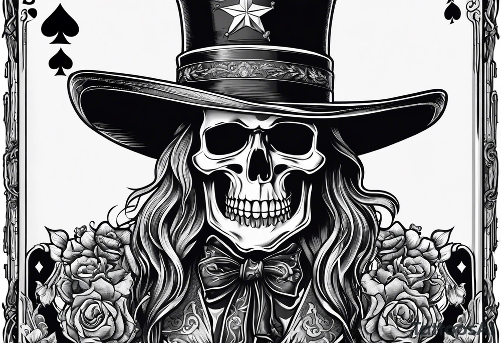 Cowboy skeleton playing cards with a cigarette tattoo idea