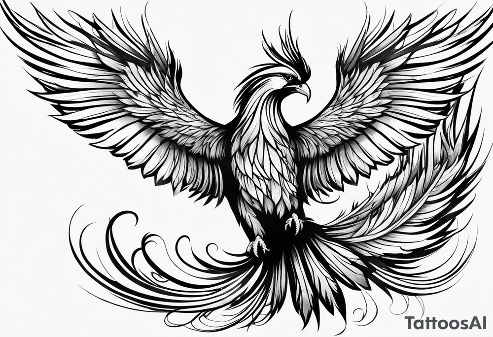 phoenix with extra long tail feathers tattoo idea