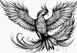 phoenix with extra long tail feathers tattoo idea