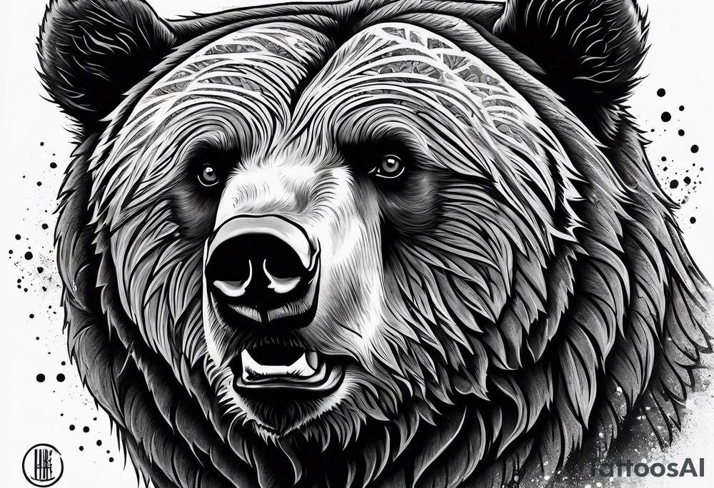 Grizzly Bear with a look of strength in their eyes tattoo idea