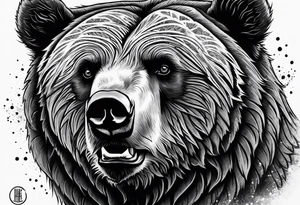 Grizzly Bear with a look of strength in their eyes tattoo idea