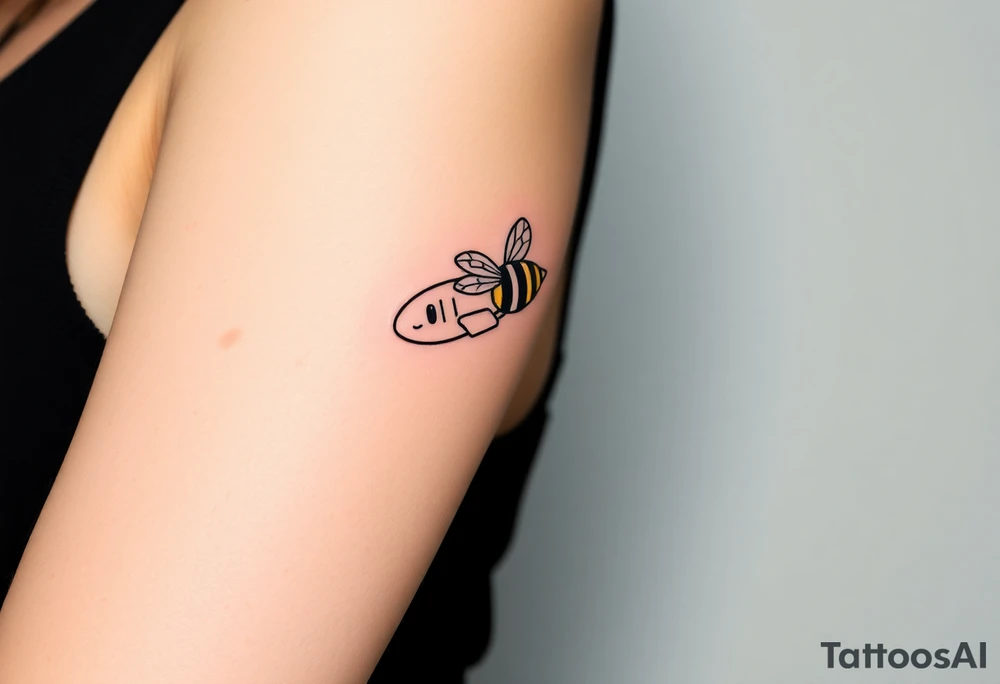 commercial airplane with a bumble bee flying it tattoo idea