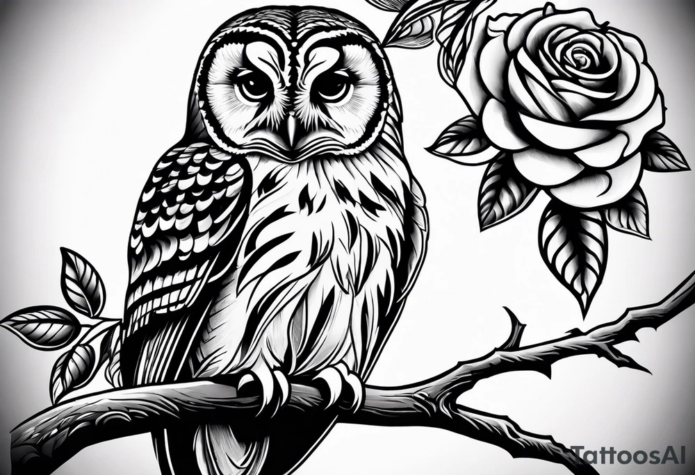 Barred owl and a rose tattoo idea