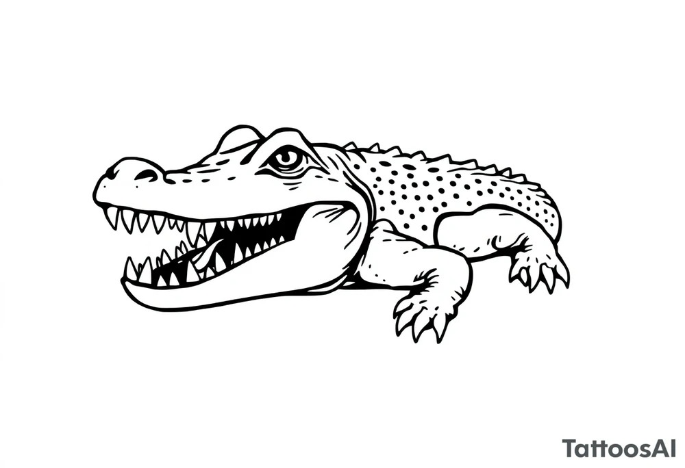 Traditional style angry alligator tattoo idea