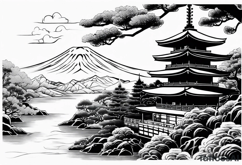 Japan buddist architecture tattoo tattoo idea