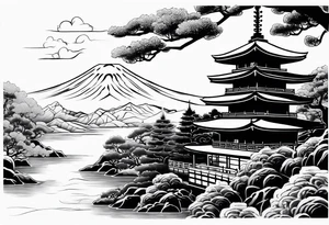 Japan buddist architecture tattoo tattoo idea