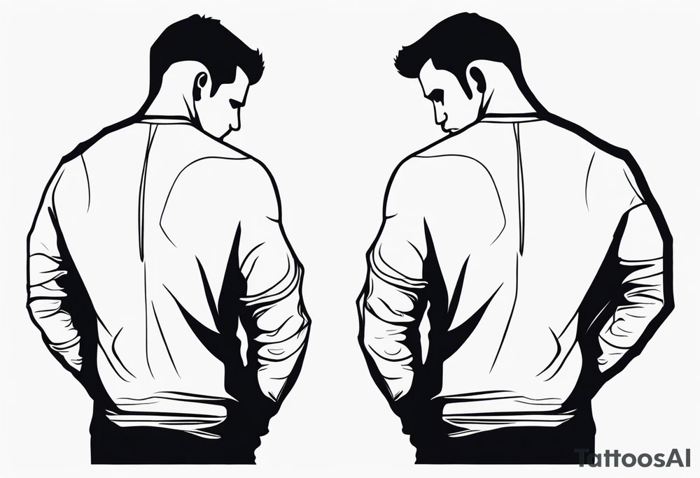 Two men outline tattoo idea