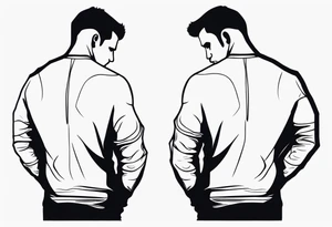 Two men outline tattoo idea