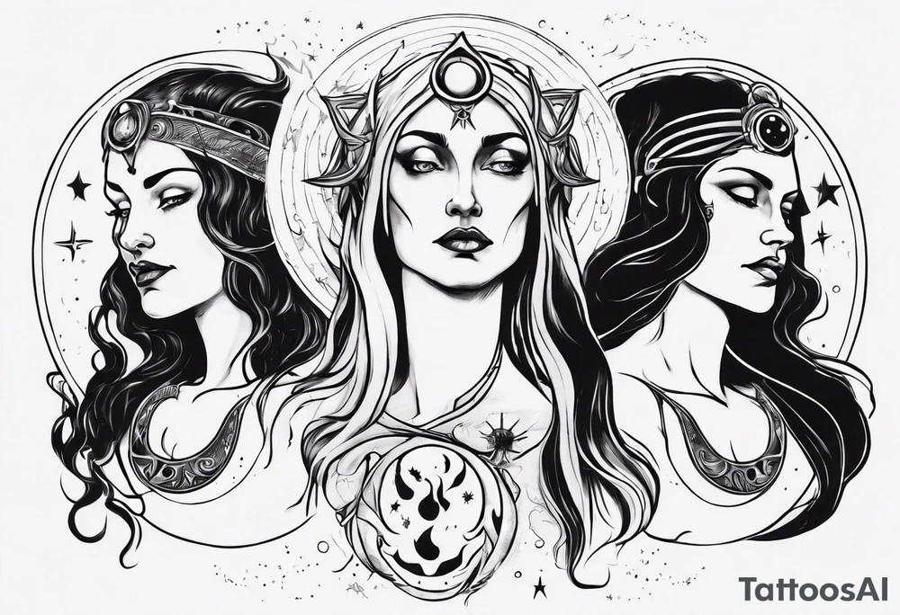 The High Priestesses. Hecate, Artemis and Selene. Representing Magic, Intuition and The Moon. tattoo idea