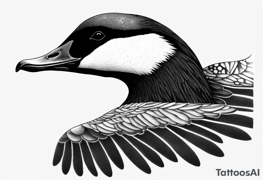 canadian goose shaking wings above profile tattoo idea