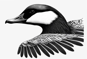 canadian goose shaking wings above profile tattoo idea