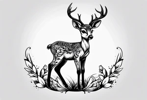 dark themed crying bambi fawn tattoo idea