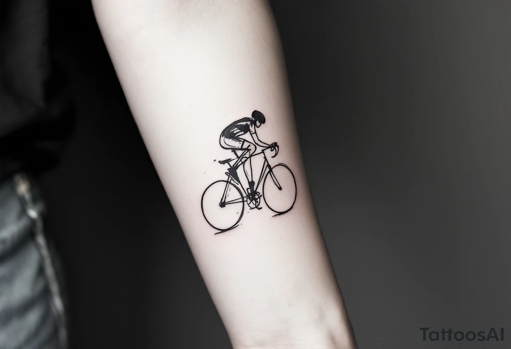 race cyclist abstract sketch tattoo idea