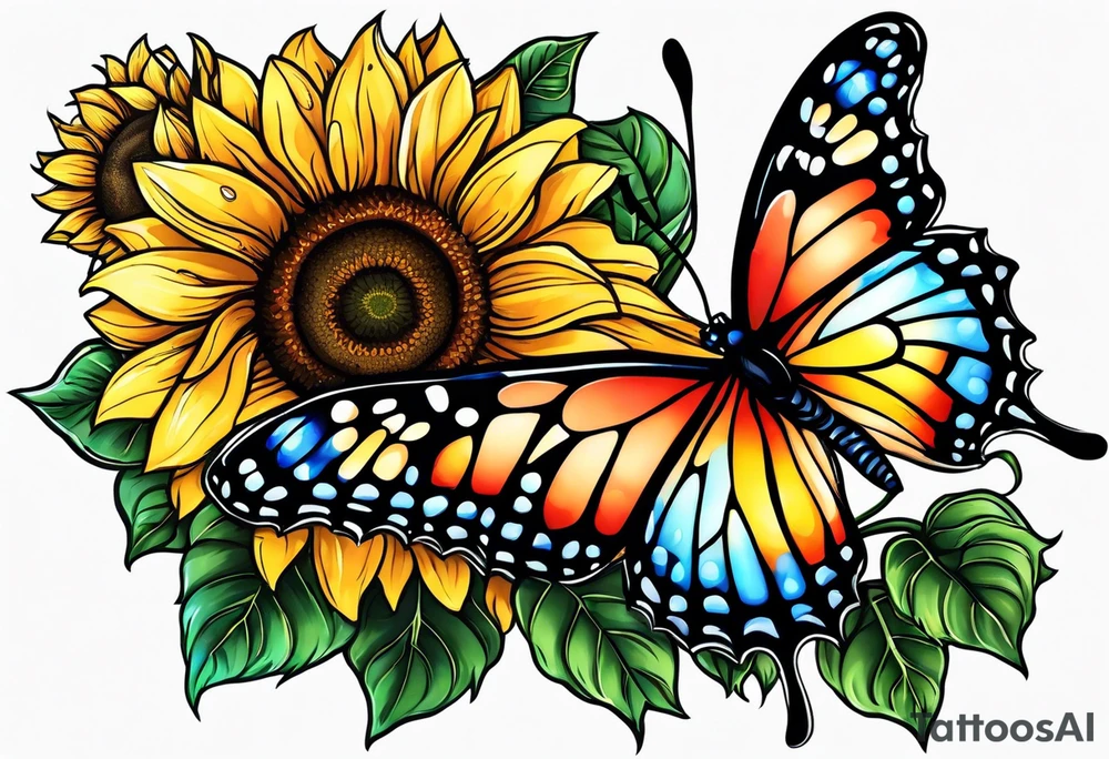 Butterfly and sunflowers tattoo idea