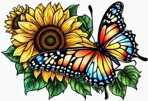 Butterfly and sunflowers tattoo idea