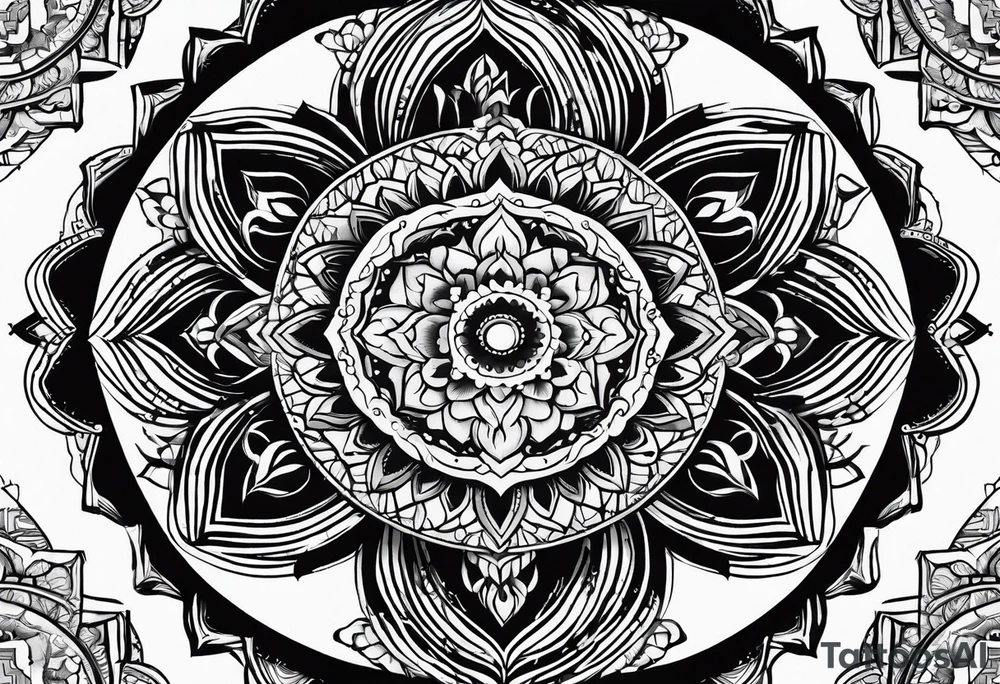 masculine mandala round tattoo idea