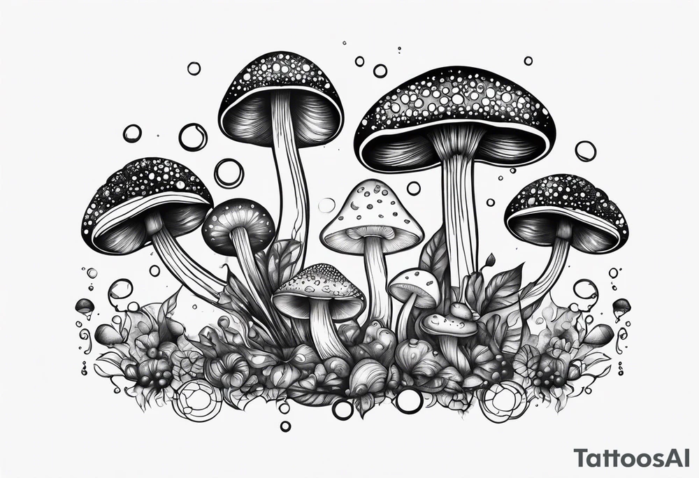 MUSHROOMS AND BUBBLES tattoo idea