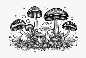 MUSHROOMS AND BUBBLES tattoo idea