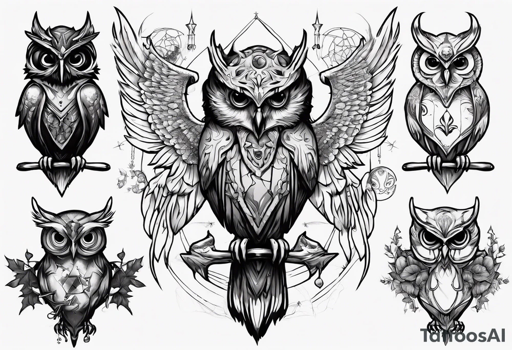 The Demon Owl Stolas, a Prince of Hell who is obsessed with gems, knowledge of astrology and poisonous plants. tattoo idea
