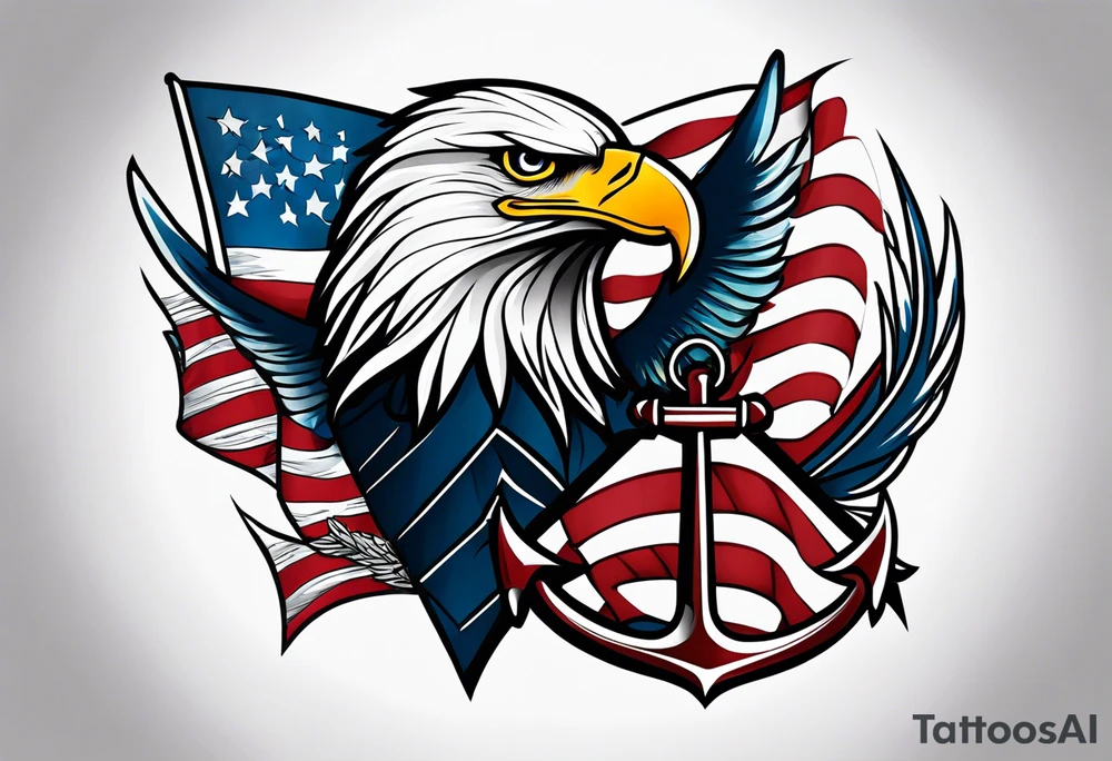 Eagle, flag, anchor tattoo idea
