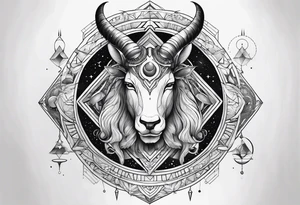 Capricorn tattoo with geometric designs subs and moons with Saturn tattoo idea