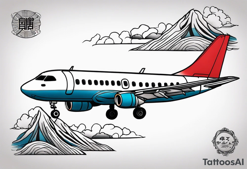 Travel themed for thigh, tiny jet plane tattoo idea