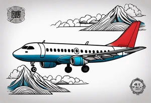 Travel themed for thigh, tiny jet plane tattoo idea