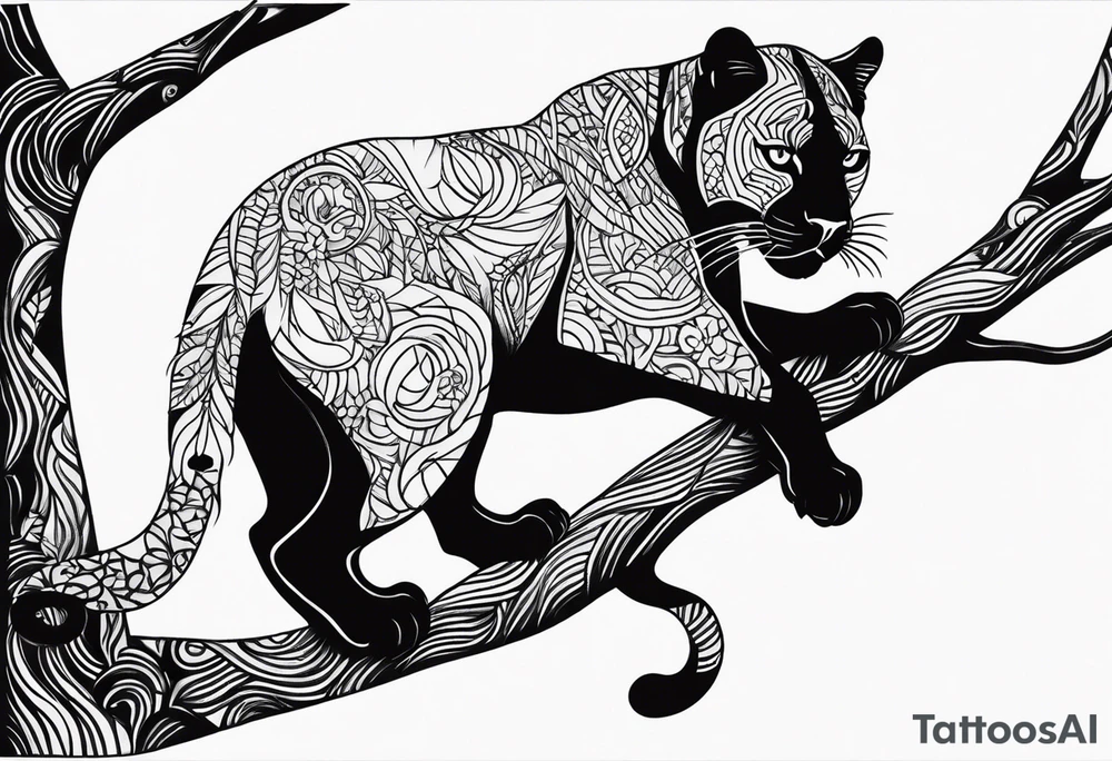 panther on a tree branch tattoo idea