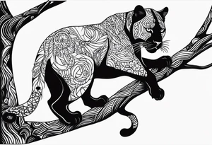 panther on a tree branch tattoo idea