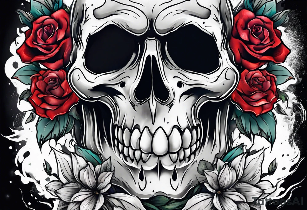 Ghost face holding flowers tattoo idea