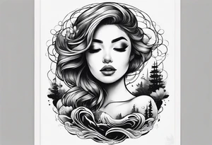 simple tattoo of full body girl comfortably floating above water tattoo idea