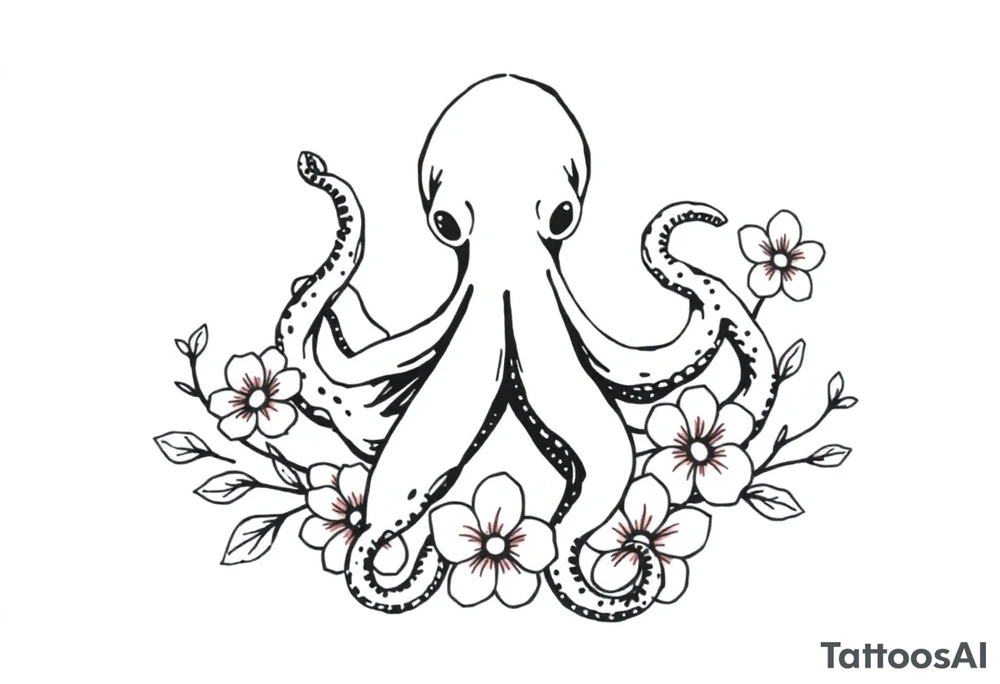 octopus and flowers tattoo idea