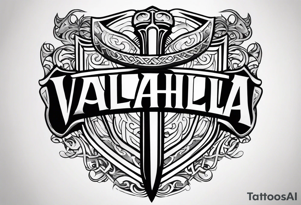 Valhalla sheild sword tattoo idea