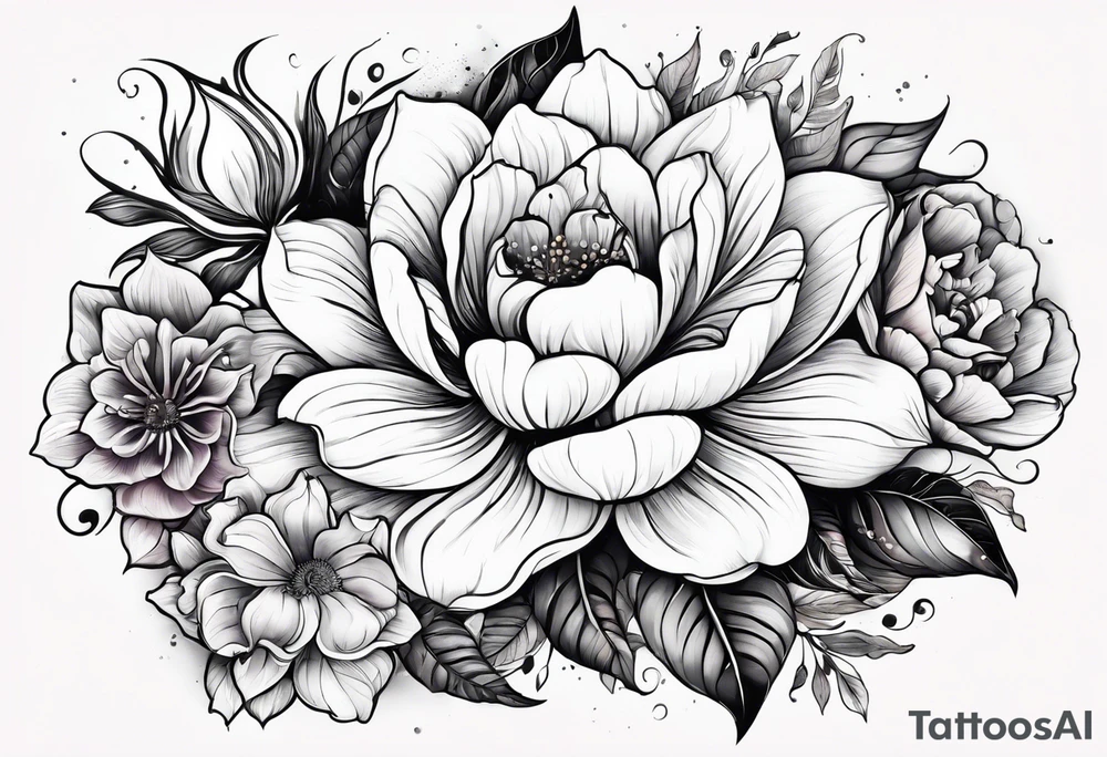 sea,, night, flower, tattoo idea