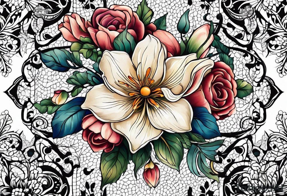 Flowers, lace tattoo idea
