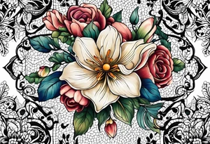 Flowers, lace tattoo idea