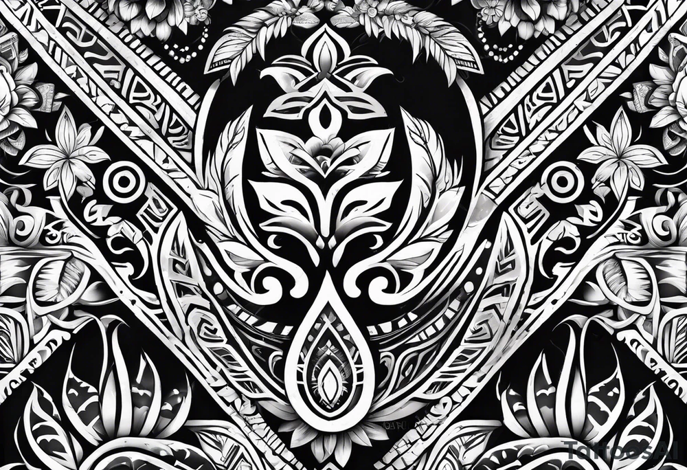 fijian tribal patterns and flowers for forearm tattoo idea