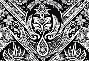 fijian tribal patterns and flowers for forearm tattoo idea