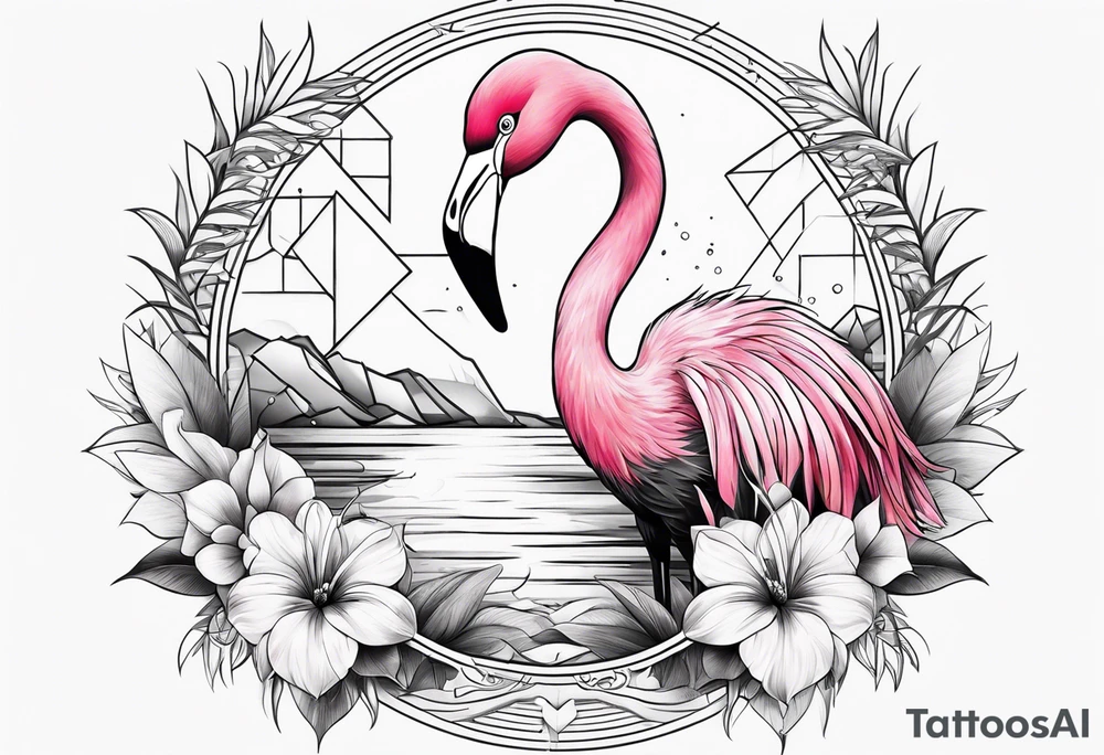 cute flamingo tattoo idea