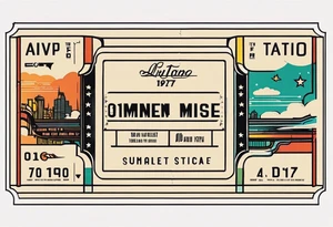 A retro 1970s movie ticket that fine line tattoo idea