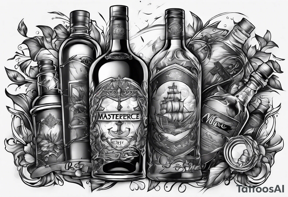Broken bottle and army tags tattoo idea