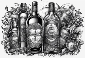 Broken bottle and army tags tattoo idea