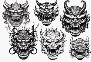 biting the snake  oni mask tattoo idea