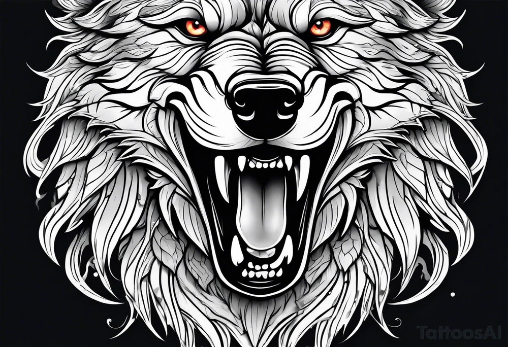wolf growling tattoo idea