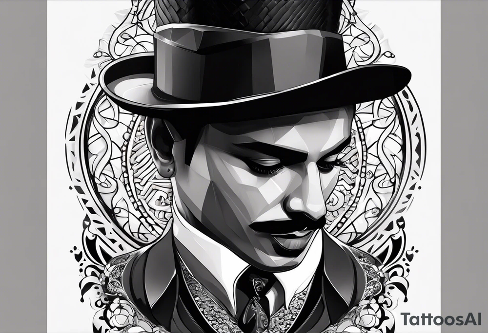 The name محمود only written like that not a face 
and a date 04/12/2019 under it tattoo idea