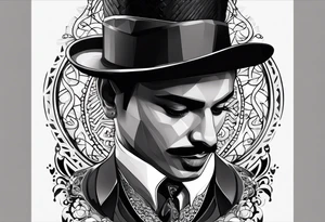 The name محمود only written like that not a face 
and a date 04/12/2019 under it tattoo idea