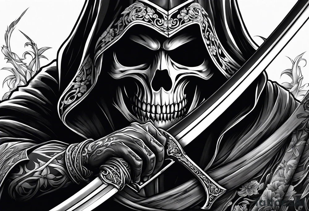 Katana and grim reaper tattoo idea