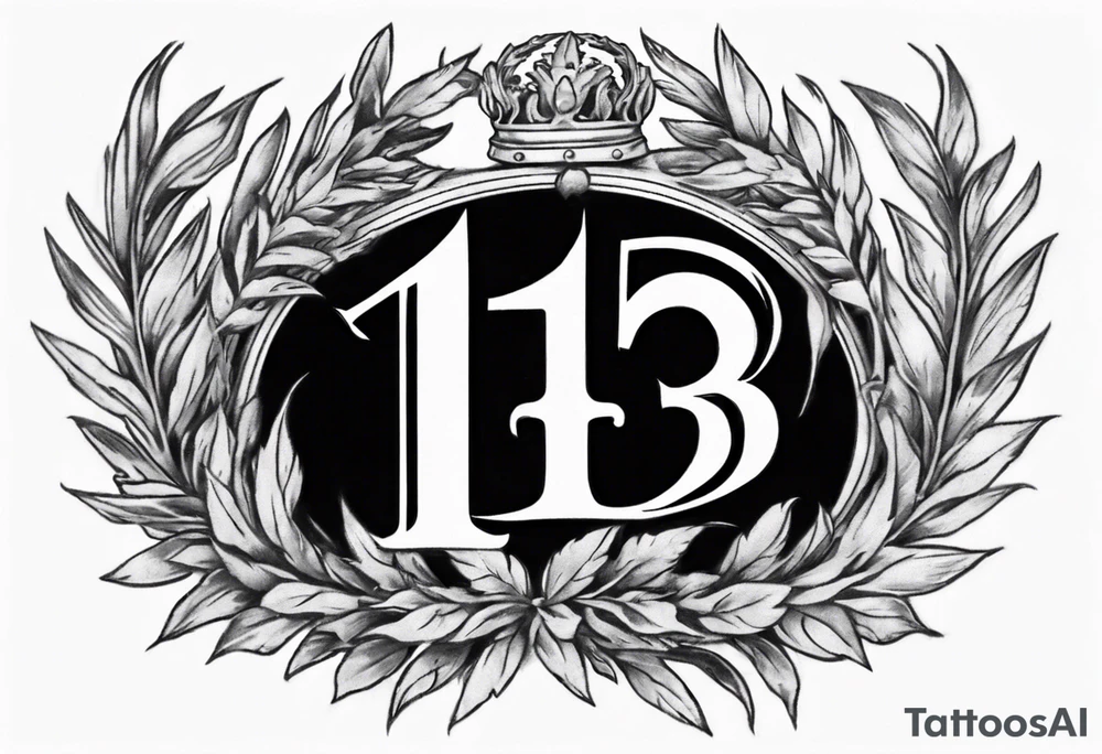 number 13 centered in a laurel leaf wreath and a sword going through the center of the wreath tattoo idea
